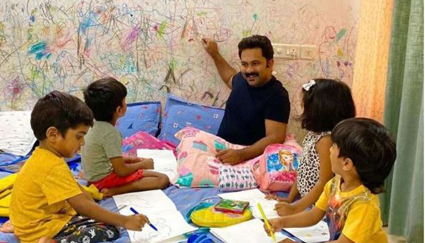 My kids are very pleased to have me around 24x7. Four of them are now a gang: Aju Varghese